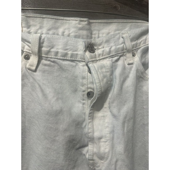 Levi 501 Jeans Original Fit Straight Button Fly White Light Blue Custom 36x34 - Picture 4 of 9